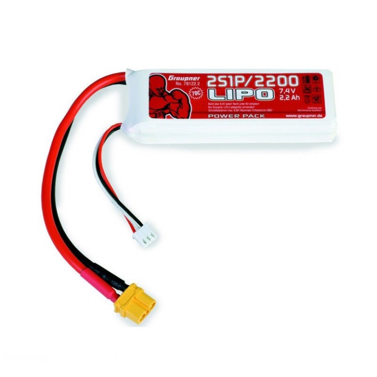 Batterie LiPo 2S 7.4V 2200mAh Prise XT60 Graupner 78122.2