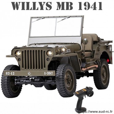 MB Scaler 1941 1/6 4WD avec Capote & Mitrailleuse Roc Hobby