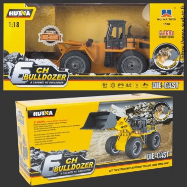 Bulldozer RC Die Cast 1/18 6CH 2.4GHz RTR Huina 1520