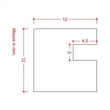 Baguette 1 rainure pour cadre de vitrine maquette B2560.01
