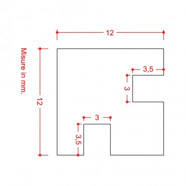 Baguette 2 rainures pour cadre de vitrine maquette B2560.02