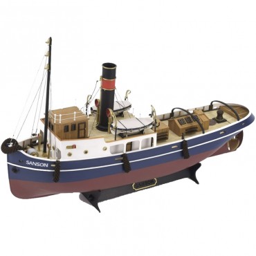 Maquette Bateau en Bois Remorqueur Sanson 1940 Échelle 1:50