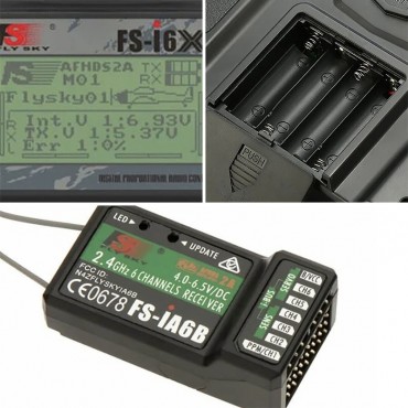 Radio FS-i6X Mode 1 et Récepteur 6 Voies 2.4GHz FLYSKY