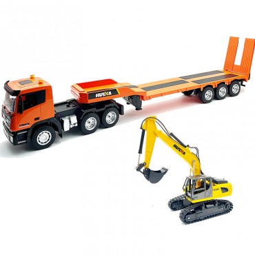 Camion porte-engin & Pelleteuse RC 1/24 Huina 1319
