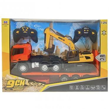 Camion porte-engin & Pelleteuse RC 1/24 Huina 1319